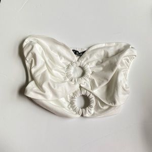 White Oring Crop Top Strapless